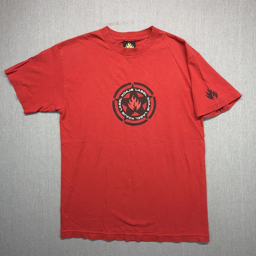 Vintage Black Label Skateboards Flame Logo Skater‎ Y2K Skater Grunge